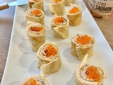 Crêpes roulées aux rillettes de saumon