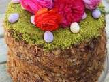 Pâques : layer cake a la mousse au chocolat et praline pistache