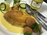 Cromesquis cancoillotte, suprême de poulet fermier à la moutarde au vin jaune du Jura