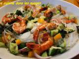 Défi du mois d'août : Les salades. Vermicelles Longkow,crevettes,wakamé,concombre en salade