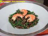 Fourme d'Ambert, lentilles du Puy, salicornes en salade