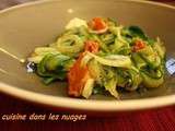 Salade de courgettes, fenouil au vinaigre à pulpe d'olive noire