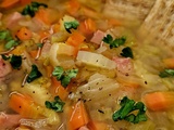 Soupe aux pois cassés & aux lentilles, avec légumes et jambon (mijoteuse)