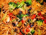 Spaghetti chinois aux crevettes