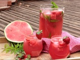Agua fresca pastèque, fraises et verveine