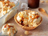 Glace vanille et noix de macadamia caramélisées – à la sorbetière