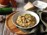 Orzo crémeux aux courgettes et saucisses