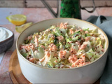 Salade de concombre au fromage blanc et au saumon