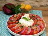 Salade de tomates au citron confit et burrata