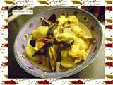 Marmite de moules et pommes de terre au curry et à l'aneth :