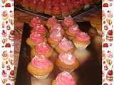 Mini cupcakes chocolat blanc et fraises :