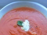 Soupe froide aubergine, tomate