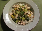 Nouilles de riz au poulet et petits légumes