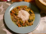 Poêlée de poulet aux légumes et lait de coco