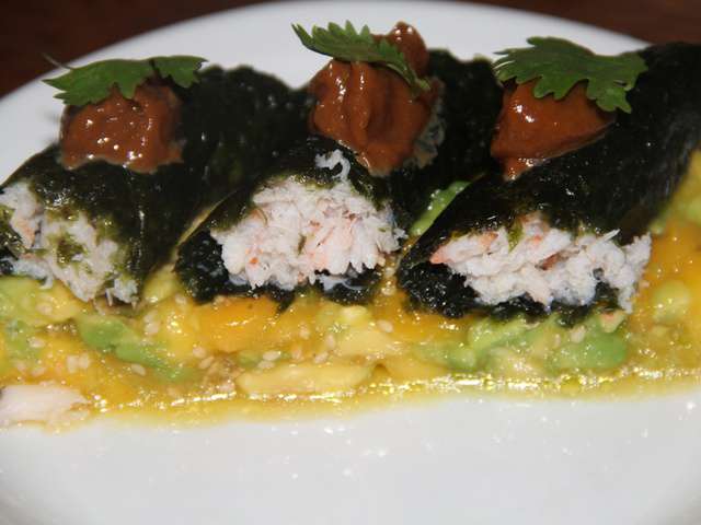 ☆ Recette Sushi Maki galette de riz (sans algue) oeufs de saumon