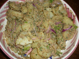 Salade de pommes de terre, oignons rouges et capres en vinaigrette de sardines