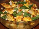 Salade epicee de pommes de terre et de poulet marine a l'indienne