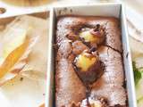 Cake fondant amandes chocolat et poires pochées