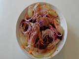 Salade de chouchou coupé en lamelle betterave jambon de Parme