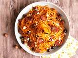 Spaghettis de quinoa aux noisettes et chorizo