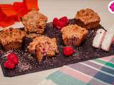 Muffins crumble aux framboises et à la poudre de biscuits Roses de Reims