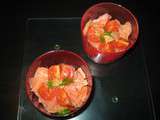Verrines saumon fumé et petits légumes croquants à la coriandre fraiche et au citron vert