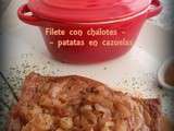 Filete con chalotes y patatas en cazuela / Entrecôte aux échalotes et gratin en cocotte