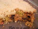 Crumble de légumes d'hiver (chou frisé, courge musquée et champignons) aux lardons