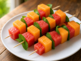 Brochettes melon pastèque