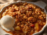 Crumble pommes nectarines noix