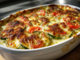 Gratin de pangas, purée de courgettes et tomates