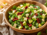 Salade épinards, avocat, feta et tomates confites