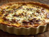 Tarte aux poireaux, lardons et champignons