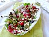 Galette de sarrasin au roquefort Papillon et aux framboises & salade de petits légumes croquants