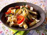 Pâtes aux légumes grillés, anchois et crottin