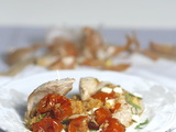 Aiguillettes de veau aux tomates confites  et mozzarella