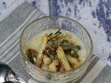 Crème d’asperges et têtes d’asperges rôties
