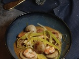 Crevettes et boudin à la bisque au cidre