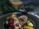 Cuissot de chevreuil de sept heures aux  épices deux pommes et aux groseilles