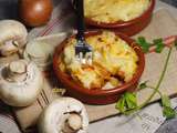 Gratin de purée de pommes de terre à la fondue d’oignons et champignons