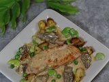 Médaillons de veau aux morilles et légumes