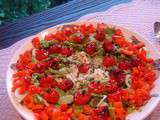Salade de joues de raie auix légumes rôtis