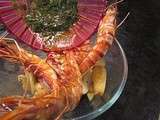 Salade de rattes aux gambas et vinaigrette citron aux herbess