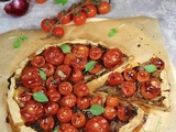 Tarte aux oignons confits tomates cerises et basilic