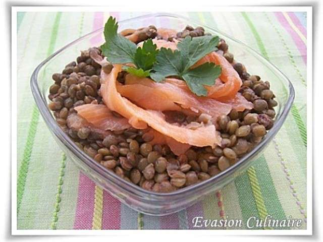 Recettes de Salade de lentilles au saumon fumé de Evasion Culinaire