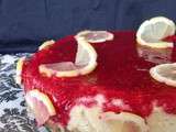 Cheesecake au citron et son miroir framboise-griotte