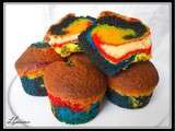 Muffins multicolores, vanille fraise