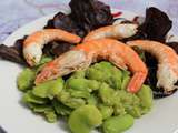 Assiette Repas : Crevettes-Fèves-Salade verte