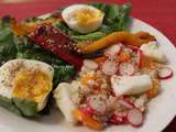 Assiette-Repas : Salade de riz au blanc de calamar-Oeuf dur-Poivrons grillés-Etc