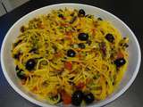 One pot pasta : petits pois, tomates, champignons, olives
